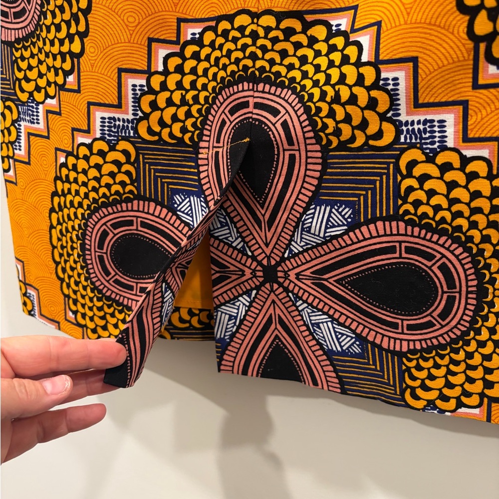 Maeve Anthropoligie Orange Printed Pencil Skirt bold abstract shapes Size 6 - Picture 5 of 8